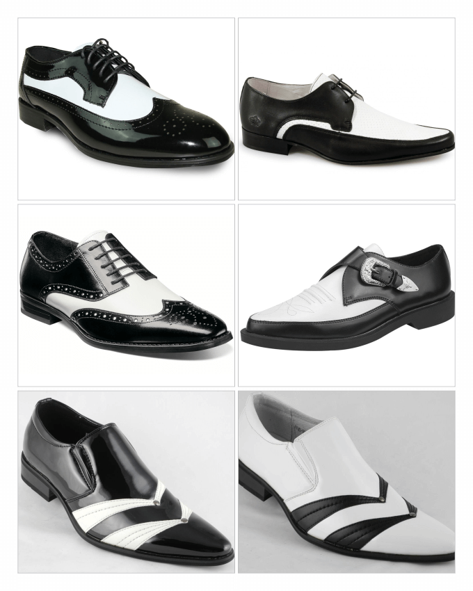 کفش های چرمی مردانه با پستایی (Uppers) سیاه و سفید